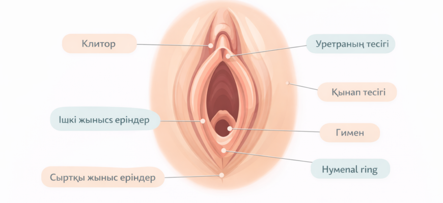 Қыздық перденің анатомиялық орналасуын көрсететін медициналық схема