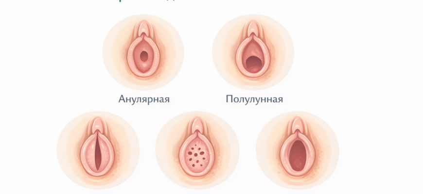 Қыздық перденің (hymen) анатомиялық вариацияларының медициналық иллюстрациясы