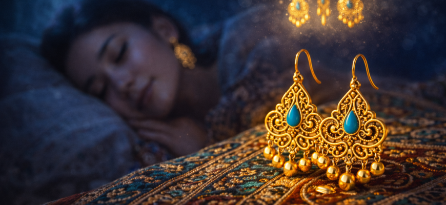 түсінде алтын сырға көру мағынасы — қазақы алтын сырға әшекейі